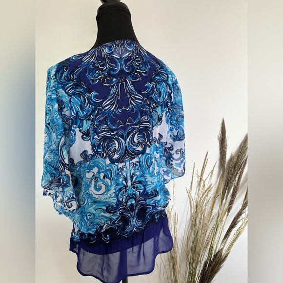 Chico Blue Patterned Women's Top size 0 - Picture 4 of 5